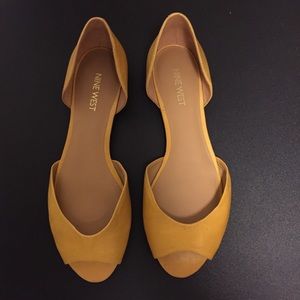 Nine West Leather Peep Toe Flats